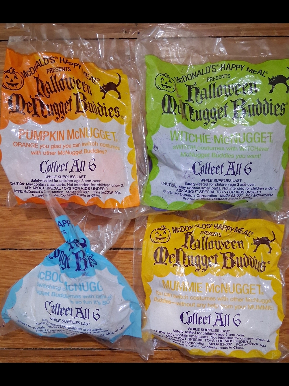1992 McDonald's Halloween McNugget Buddies - Brand New Sealed Lot of 4